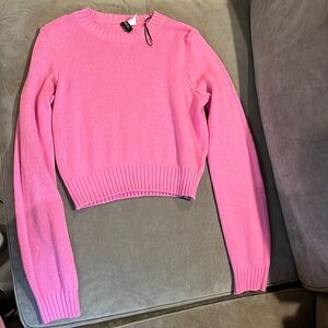 Hot pink H&M cropped sweater